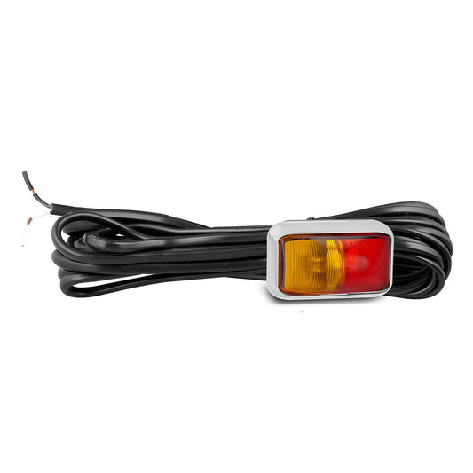 LED Autolamps Chrome Series Side Marker with 3m Cable Red/Amber 58x35x21mm 10-30V 58CARM3