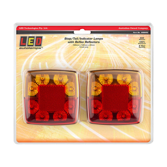 LED Autolamps Stop/Tail/Indicator/Reflector LED Light 12V Twin Blister 98BAR2