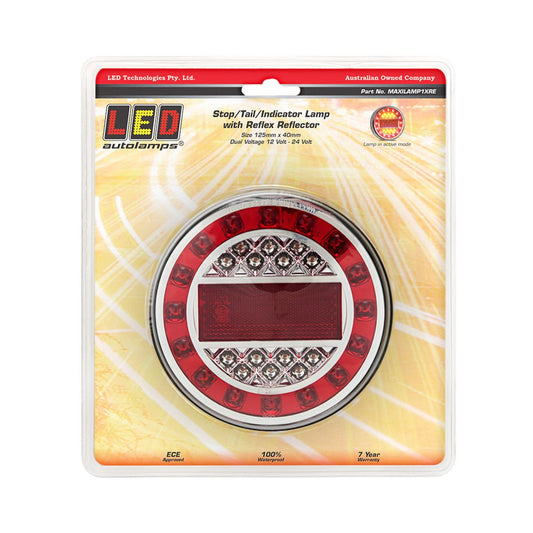 LED Autolamps Stop/Tail/Indicator/Reflector LED Round Maxilamp Light 12-24V MAXILAMP1XRE