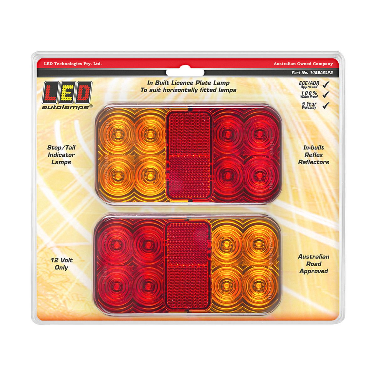 LED Autolamps Stop/Tail/Indicator/Reflector Light LED 12V Twin Pack 149BARLP2