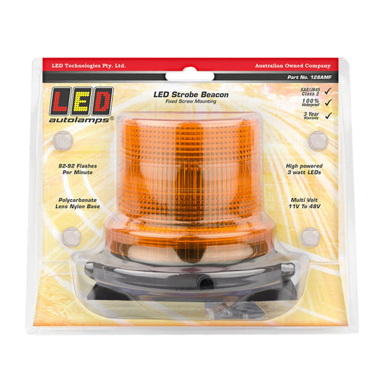 LED Autolamps Beacon Light LED Amber IP67 11/48V Fixed Mount 128AMF