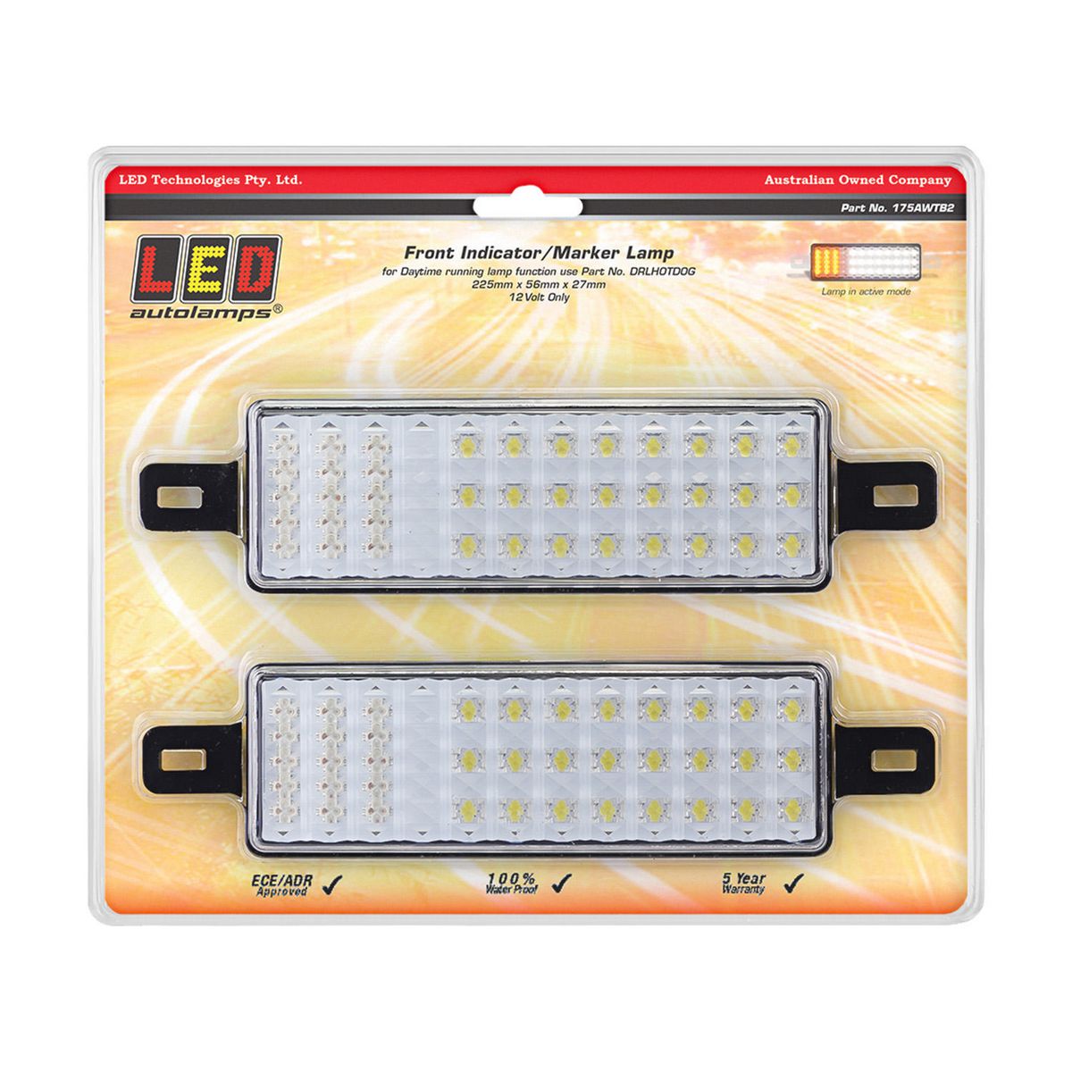 LED Autolamps Front Indicator/Marker Lamp 12V Twin Pack 175AWTB2