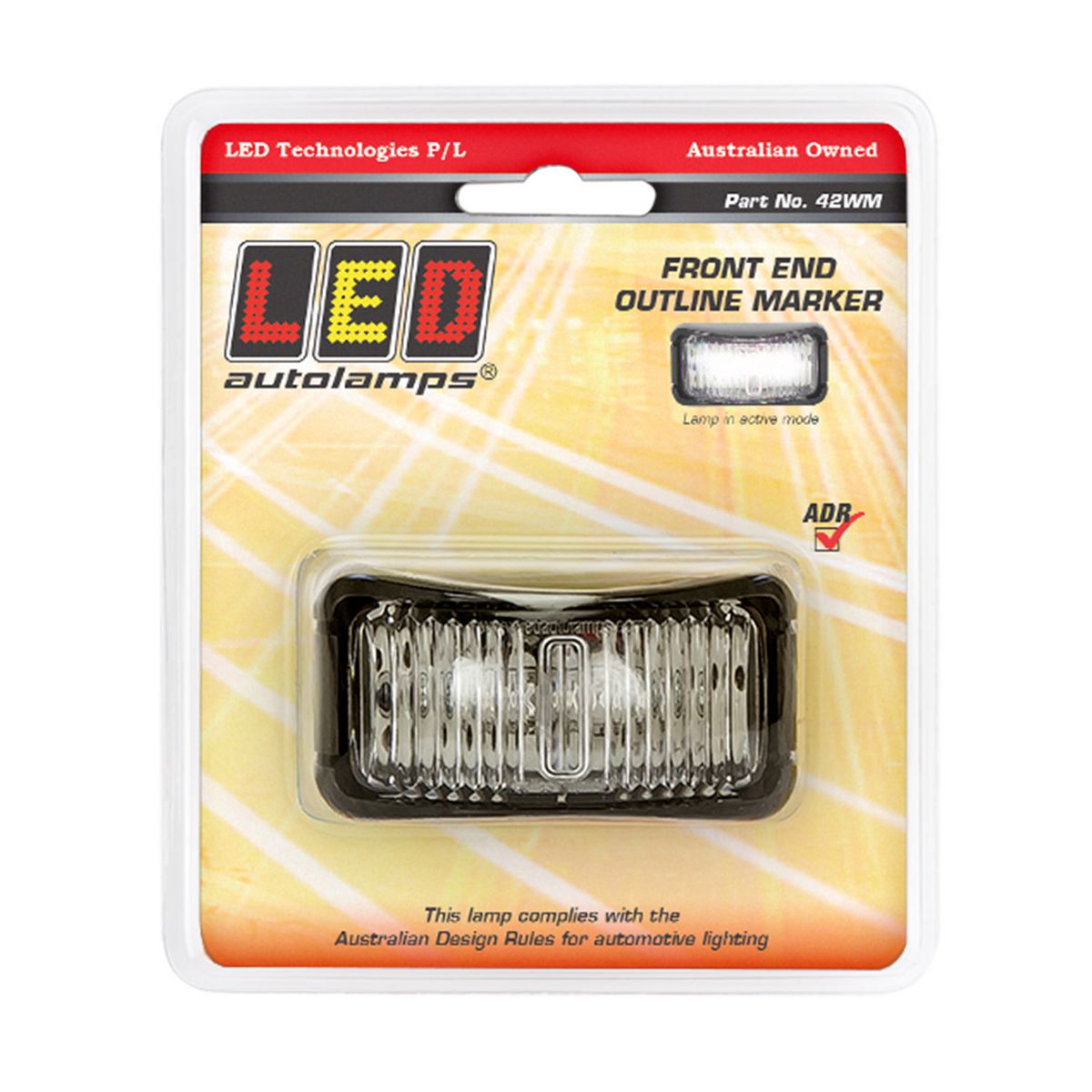 LED Autolamps Front Marker with Black Base White 74x38x35mm Multi-volt 42WM