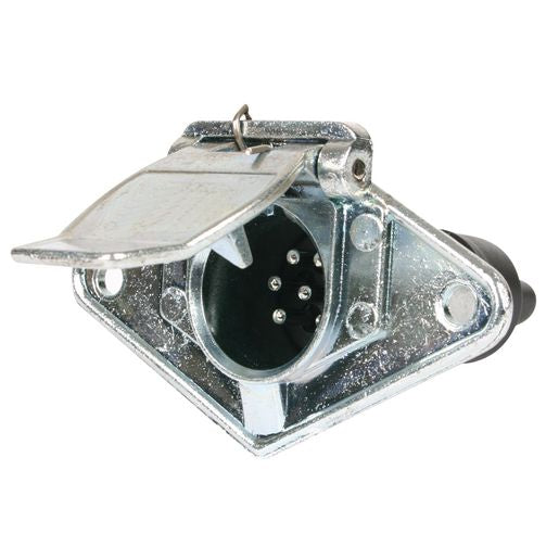 OEX Trailer Socket 7 Pin Small Round Metal ACX2791