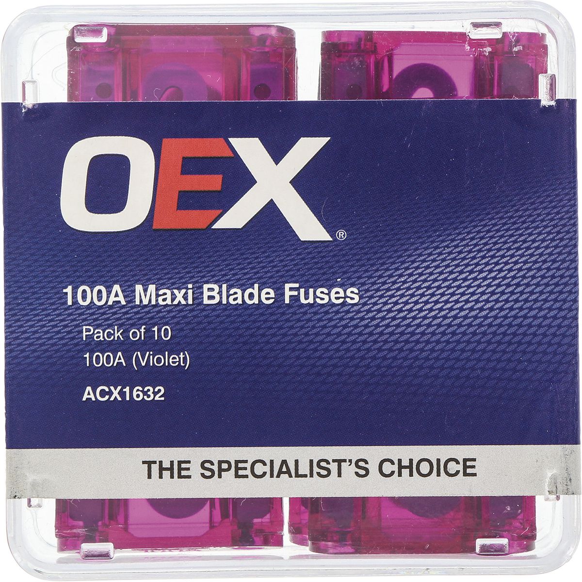 OEX Fuse Maxi Blade100A Violet (Pack of 10) ACX1632
