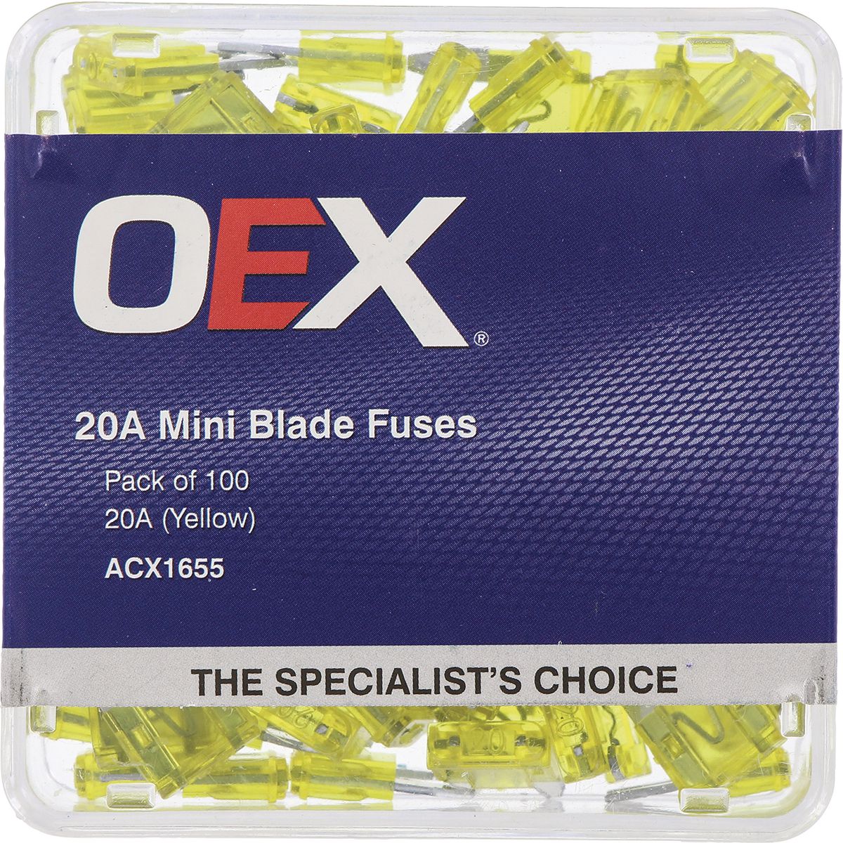 OEX Fuse Mini Blade 20A Yellow (Pack of 100) ACX1655