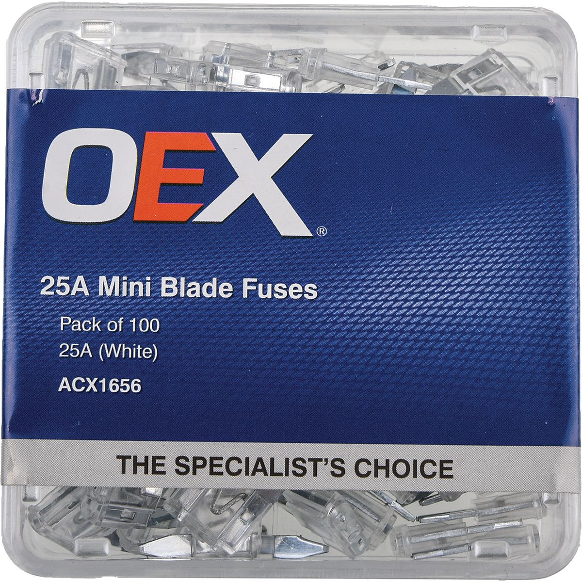 OEX Fuse Mini Blade 25A White (Pack of 100) ACX1656