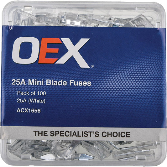OEX Fuse Mini Blade 25A White (Pack of 100) ACX1656