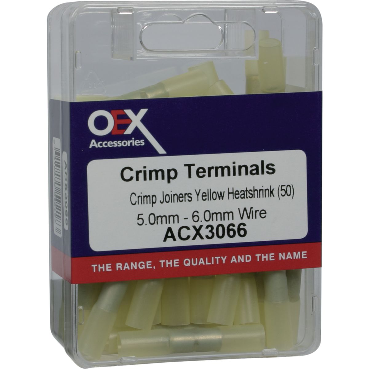 OEX Crimp Terminal Joiner Yellow Cable Size 5-6mm Heat Shrinkable (Pack of 50) ACX3066