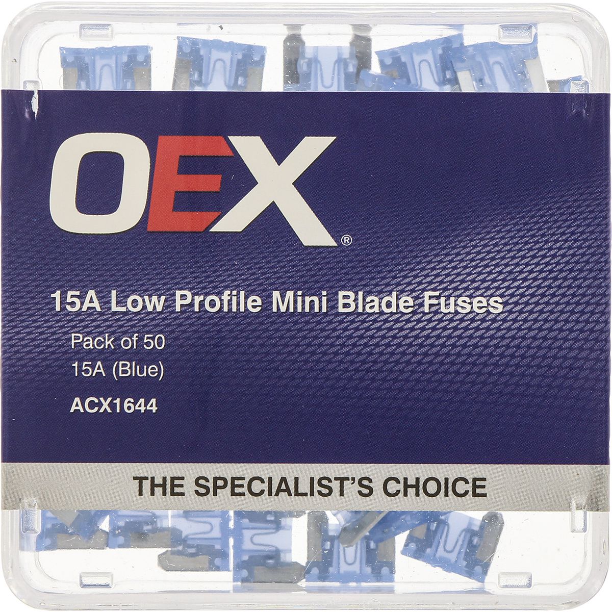 OEX Fuse Low Profile Mini Blade 15A Blue (Pack of 50) ACX1644