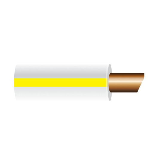 OEX Automotive Cable Single Core 2mm White W/Yellow Trace 50M Roll ACX0580