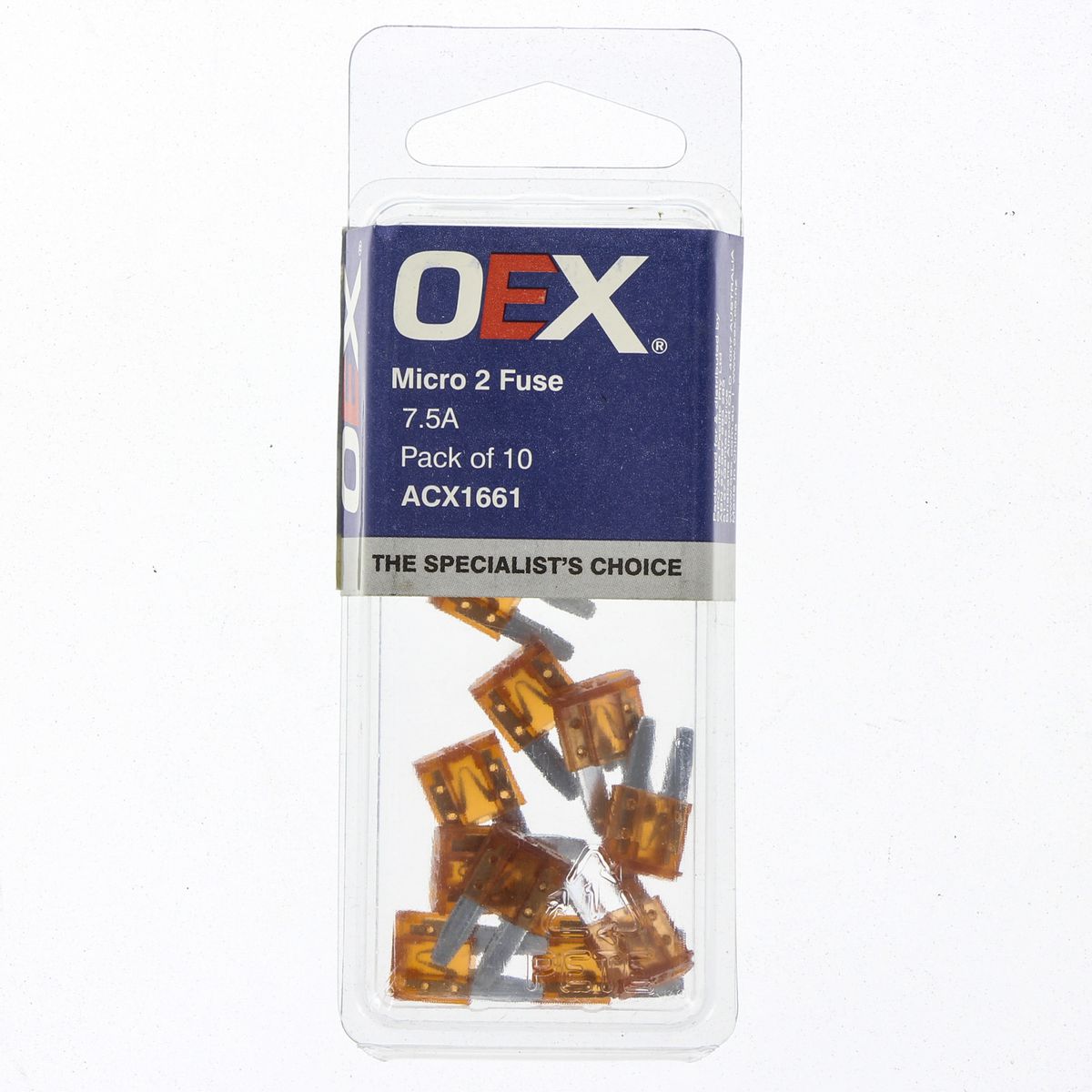 OEX Fuse Micro 2-Blade 7.5A Brown (Pack of 10) ACX1661