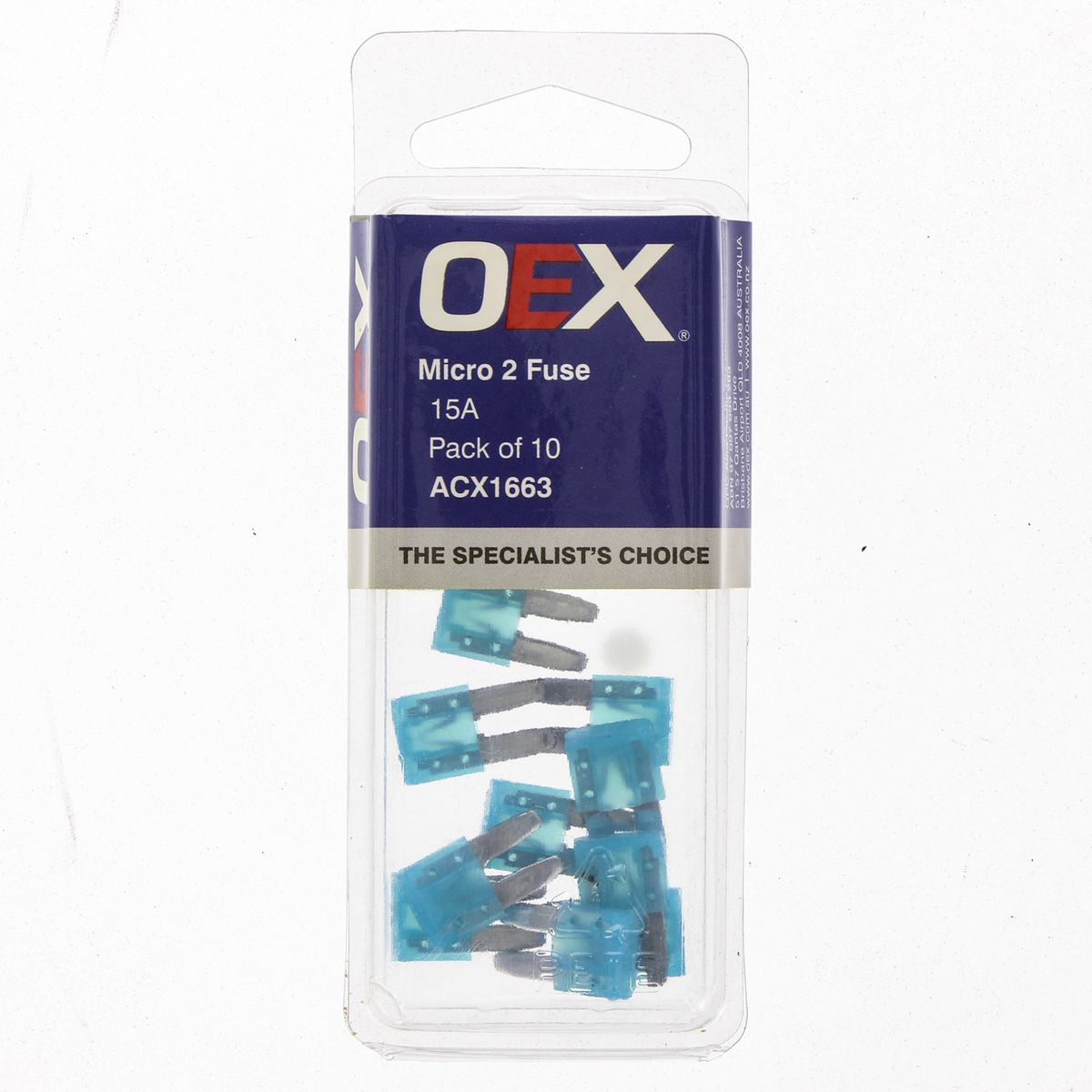 OEX Fuse Micro 2 Blade 15A Blue (Pack of 10) ACX1663