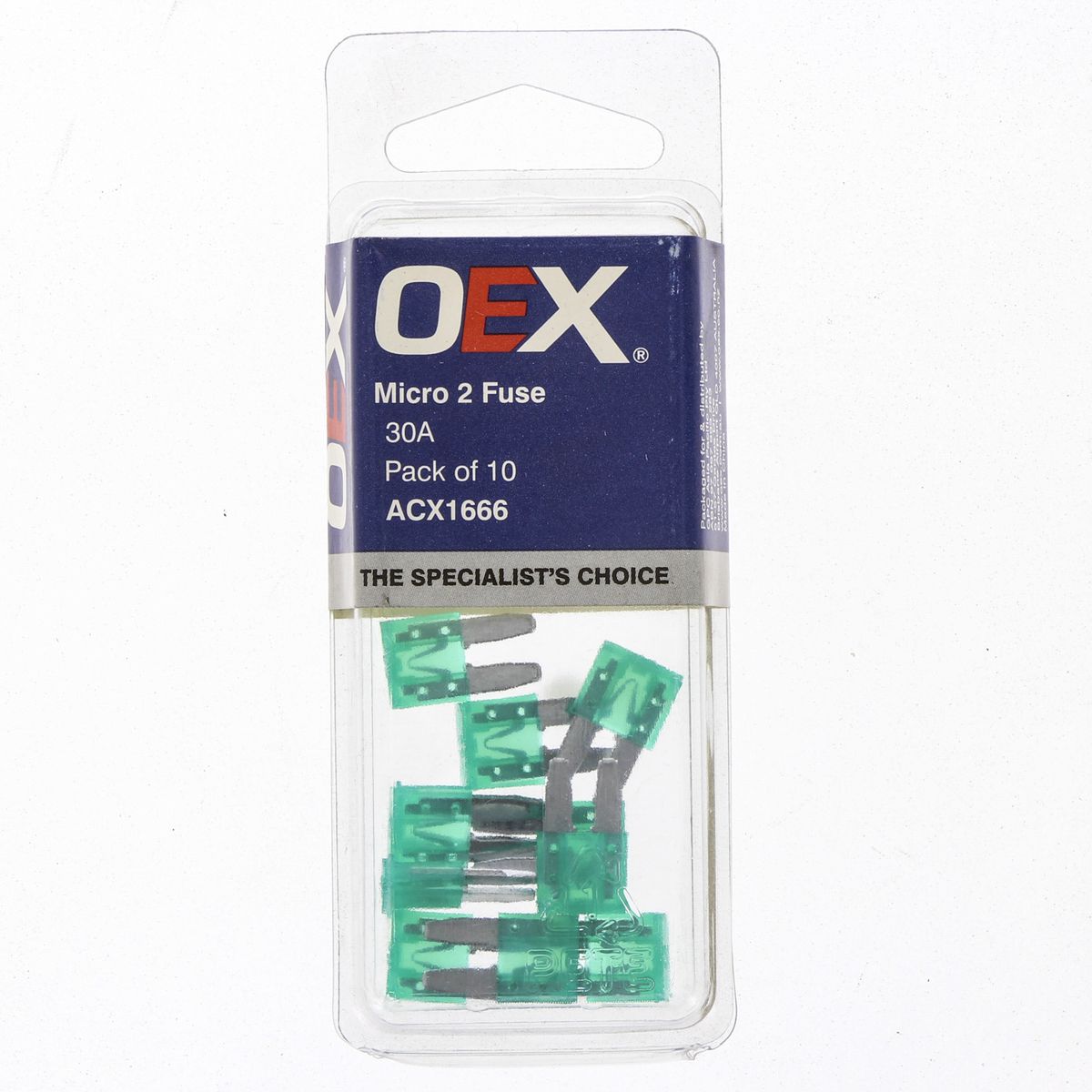 OEX Fuse Micro 2-Blade 30A Green (Pack of 10) ACX1666