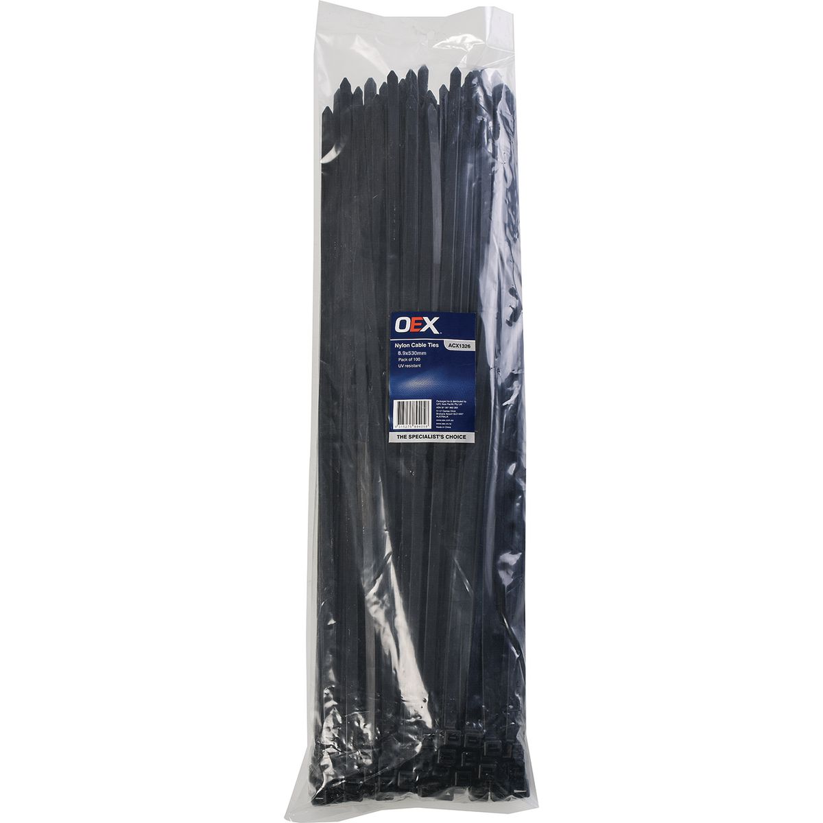 OEX Nylon Cable Ties 8.9mm x 530mm Black 100 Pack ACX1326