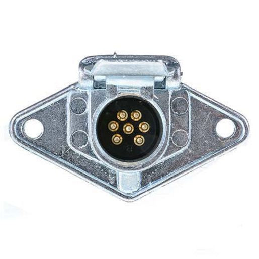 Thunder Small Round Trailer Plug Socket 7 Pin Metal