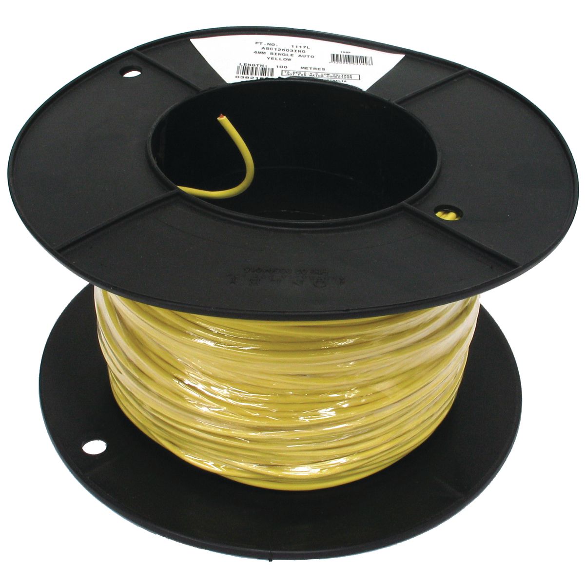 OEX Automotive Cable Single Core 4mm Yellow 100M Roll ACX0729L
