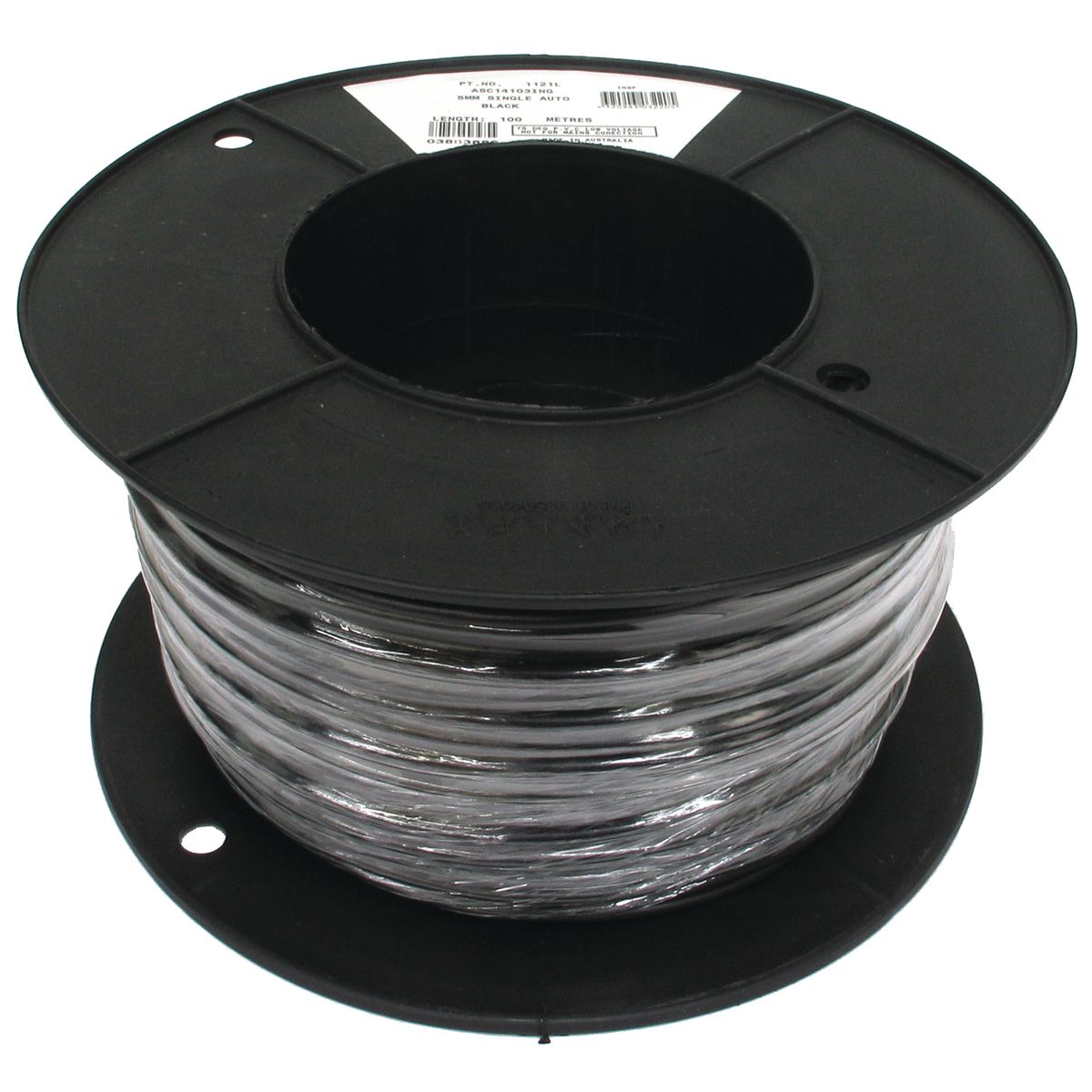 OEX Automotive Cable Single Core 5mm Black 100M Roll ACX0750L