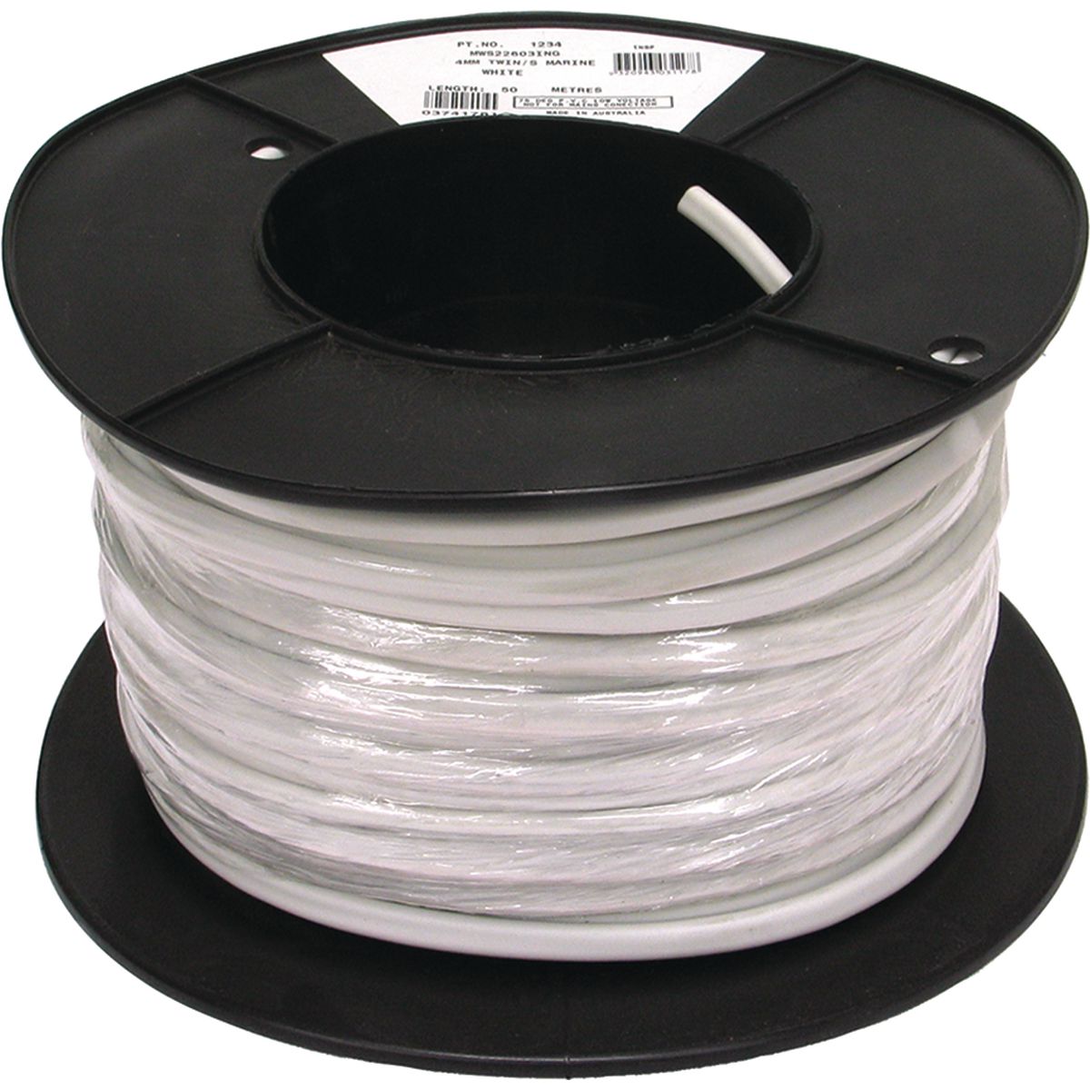 OEX Tinned Marine Cable Twin Core 4mm Red/Black W/White Sheath 50M Roll ACX0966