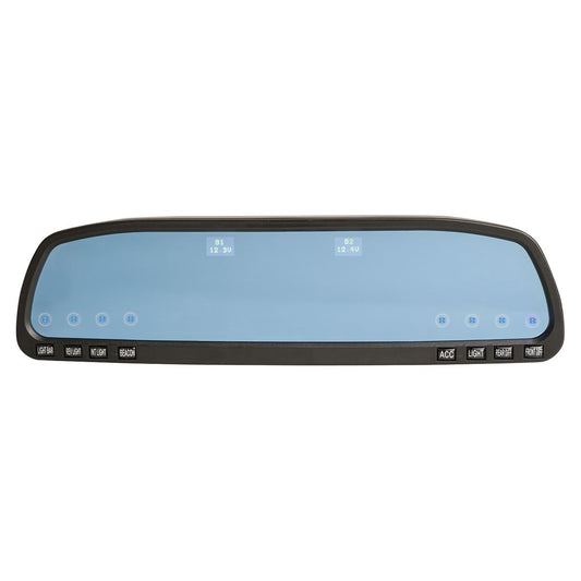 Thunder Rearview Mirror With 8 Way Switch Panel & Dual Voltage Meter Display Suits 4x4 4WD
