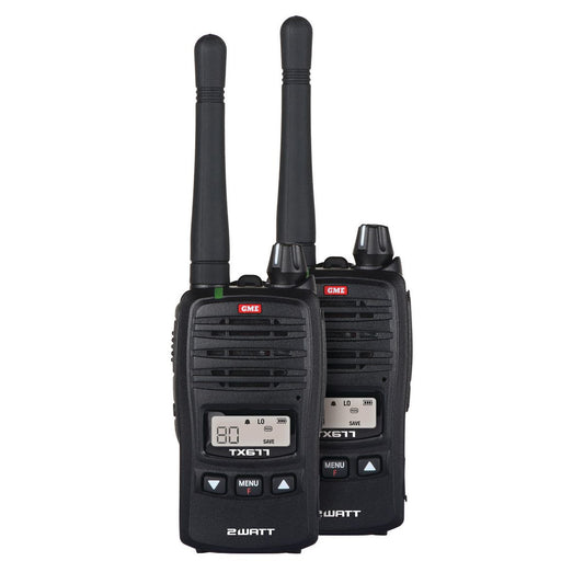 GME Handheld UHF CB Radio 2W 80CH Twin Pack TX677TP