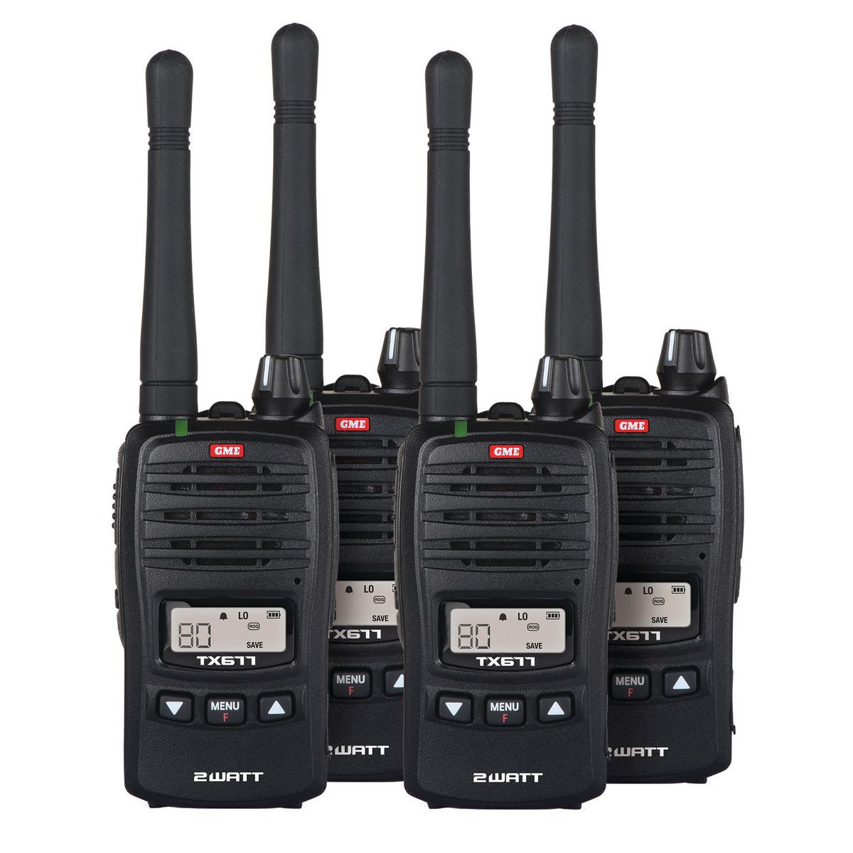 GME 2W UHF CB Handheld Radio Quad Pack TX677QP