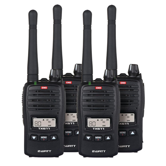 GME 2W UHF CB Handheld Radio Quad Pack TX677QP