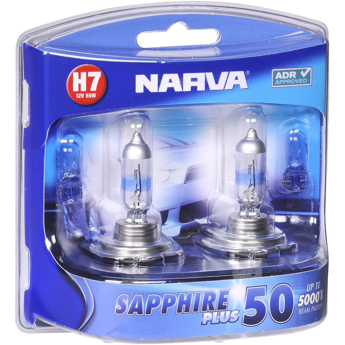 Narva H7 12V 55W Sapphire Plus 50 Halogen Headlight Globes 2Pk