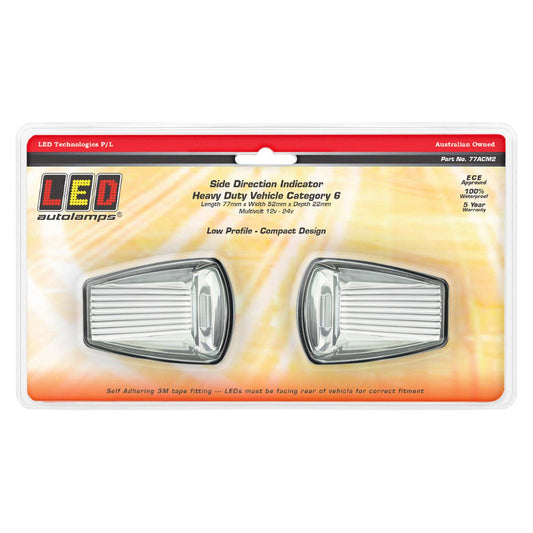 LED Autolamps Side Indicator Clear Cat 6 77ACM2