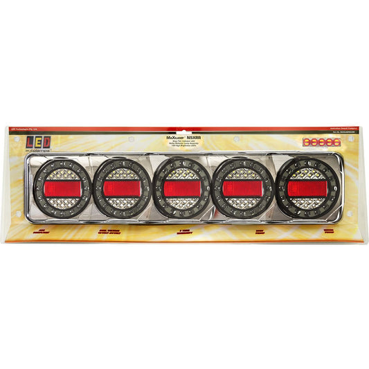 LED Autolamps Stop/Tail/Indicator/Reflector/Reverse LED Maxilamp Light 5 Lamp Combination 12-24V Blister MAXILAMPC5XRW