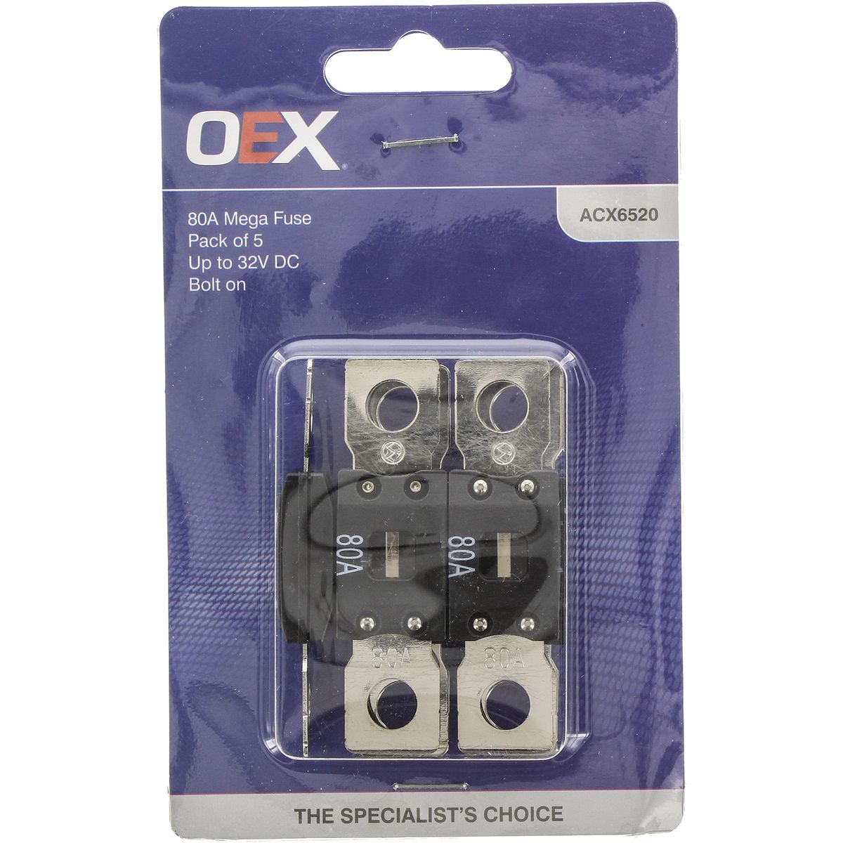 OEX Mega Fuse, 80A Bolt On - Pack Of 5 ACX6520