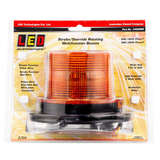 LED Autolamps  Strobe/Override Beacon Light LED Amber 11/32V Fixed Mount 145ASRM