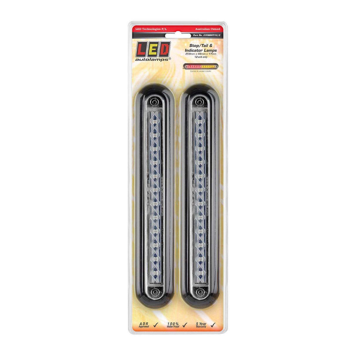 LED Autolamps Stop/Tail/Indicator Light LED 12V Black Bracket 235BBSTI12/2