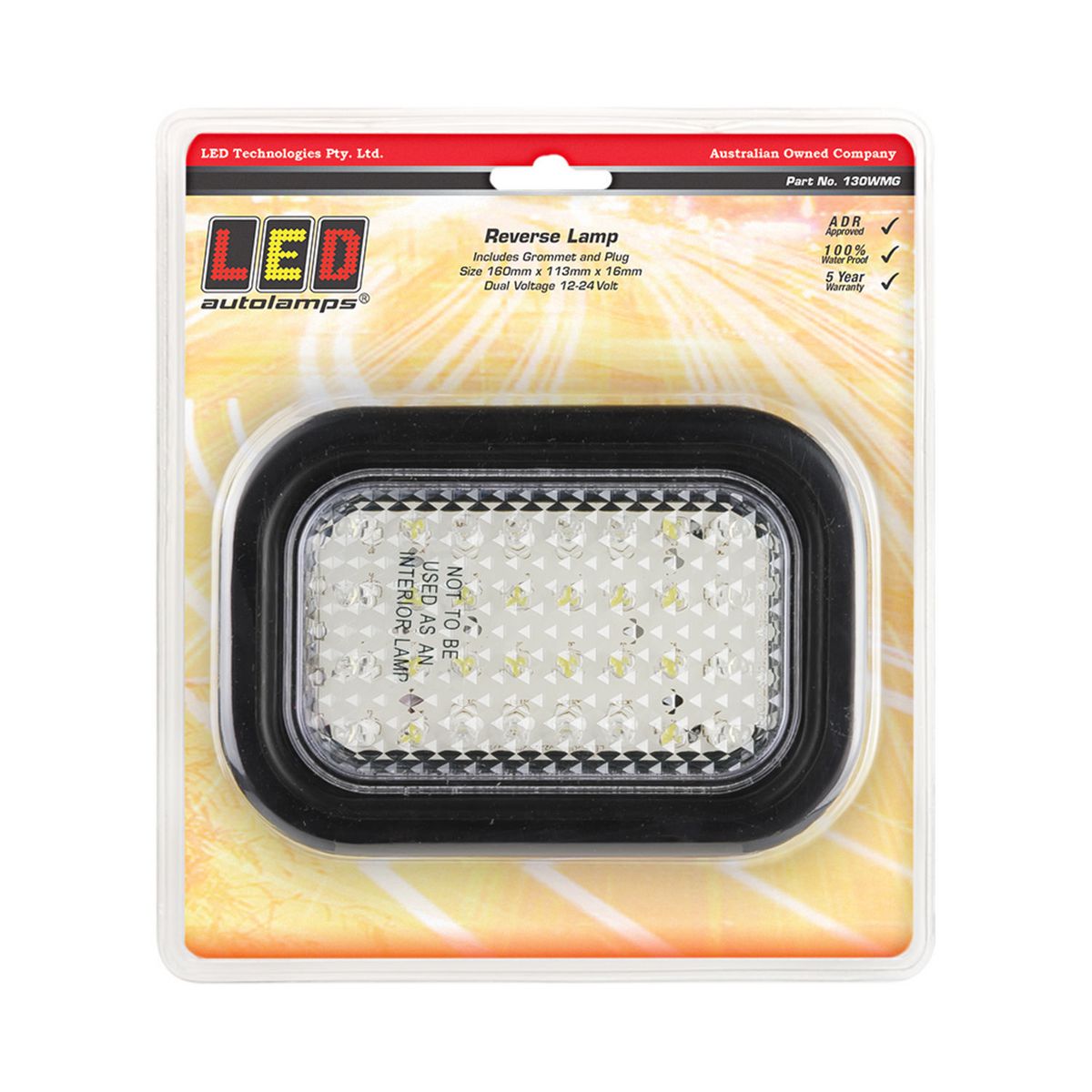 LED Autolamps Reverse LED Light w/Grommet & Plug 12-24V 130WMG