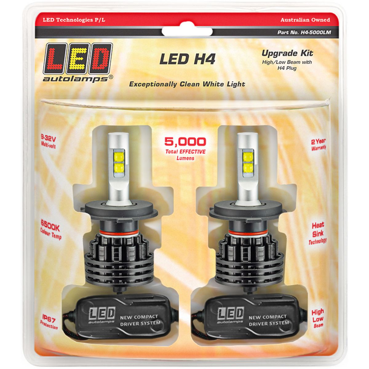 LED Autolamps H4 LED Headlamp Upgrade Kit H4-5000LM