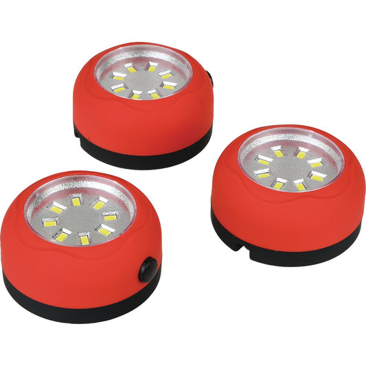 Mechpro Puck Light Set 3pc Red 120 Lumens Each MPPCK3PC