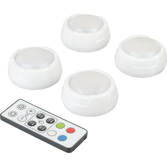 Mechpro LED Puck Lights w/ Remote Control 4pk
