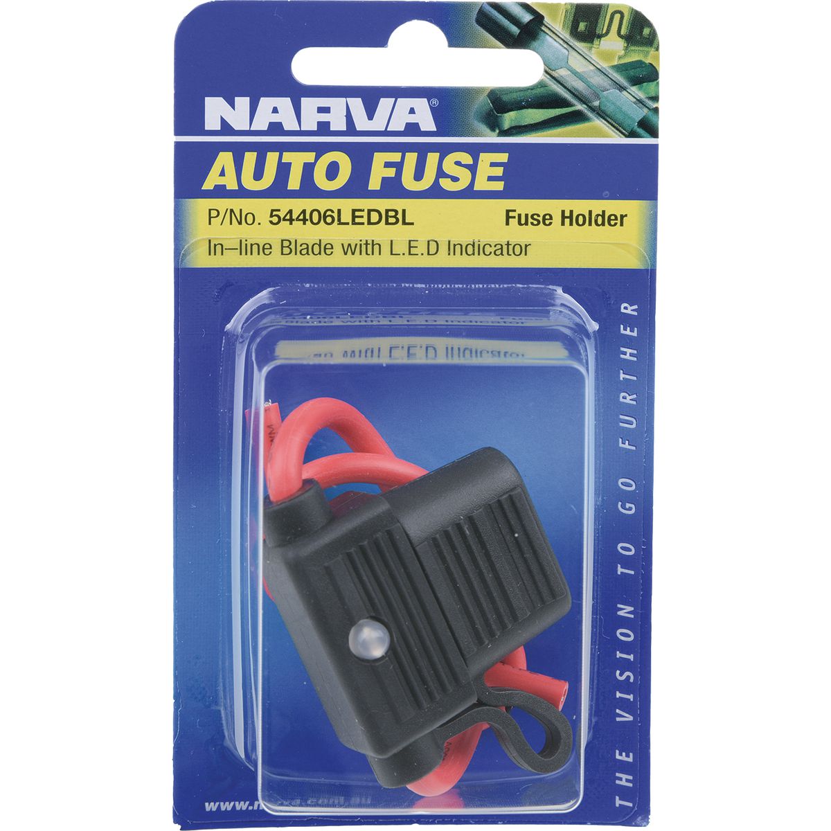 Narva In-Line Stadard ATS Blade Fuse Holder with Weather Proof Cap & LED Indicator 54406LEDBL
