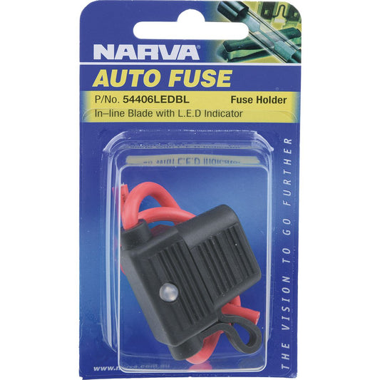 Narva In-Line Stadard ATS Blade Fuse Holder with Weather Proof Cap & LED Indicator 54406LEDBL