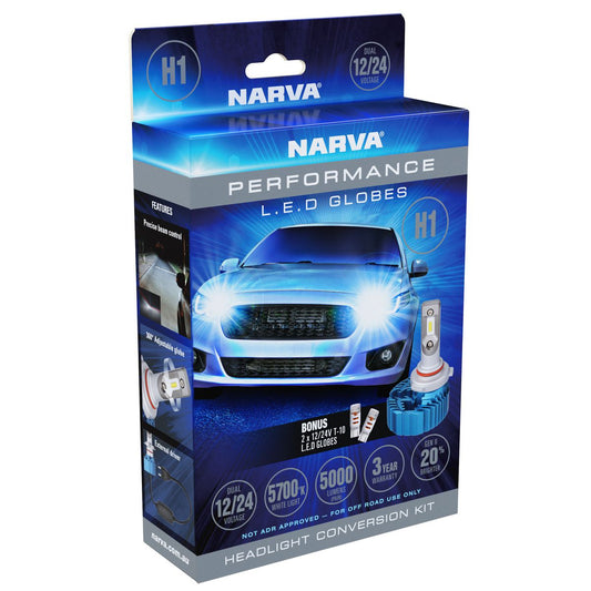 Narva H1 12/24V LED Headlight Conversion Kit 5700K BONUS Parking LED Lights