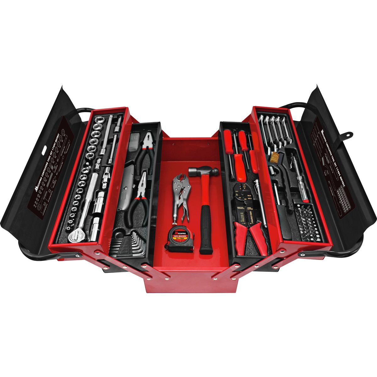 Mechpro Tool Kit 174pc 1/4in. & 3/8in. Drive Metric w/5-Tier Cantilever MP213K