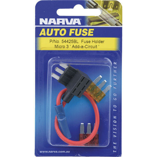 Narva Twin Micro 3 Add-A-Circuit Blade Fuse Holder Blister 54425BL
