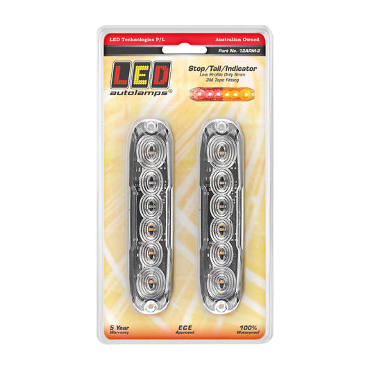 LED Autolamps Stop/Tail/Indicator Light LED 12-24V Low Profile 12ARM-2