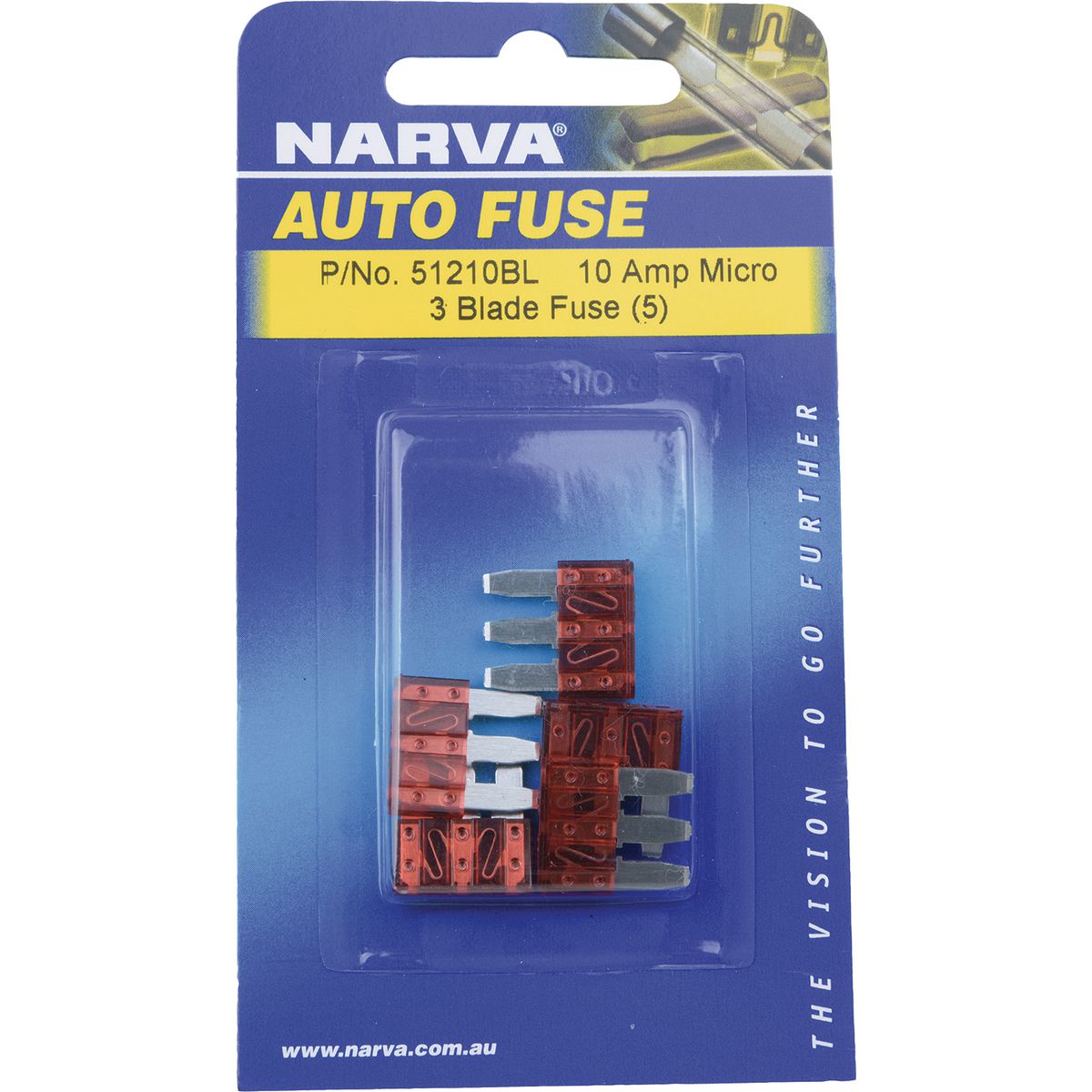 Narva 3 Blade Fuse Micro 10A Red (5Pk) 51210BL