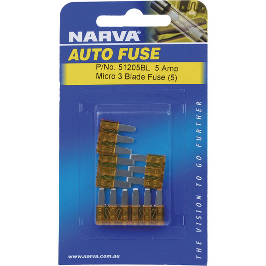 Narva 3 Blade Fuse Micro 5A Orange (5Pk) 51205BL