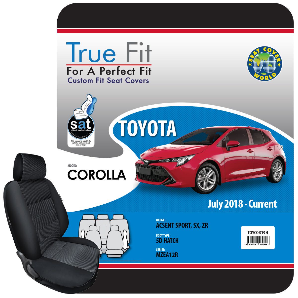 True Fit Tailored Fit Front & Rear Car Seat Covers Polyester, Black - Set TOYCOR19H
