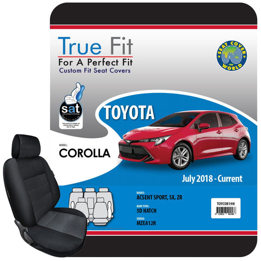 True Fit Tailored Fit Front & Rear Car Seat Covers Polyester, Black - Set TOYCOR19H