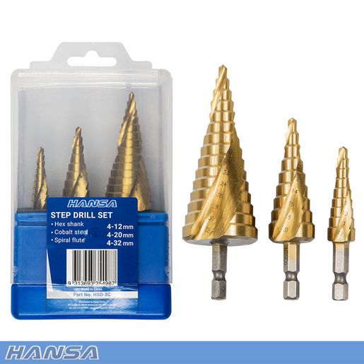 HANSA Step Cobalt Drill Set 3 Piece HSD-3C