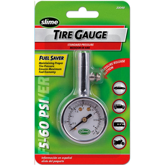Slime Mini Dial Tyre Pressure Gauge 5-60 PSI 20048T