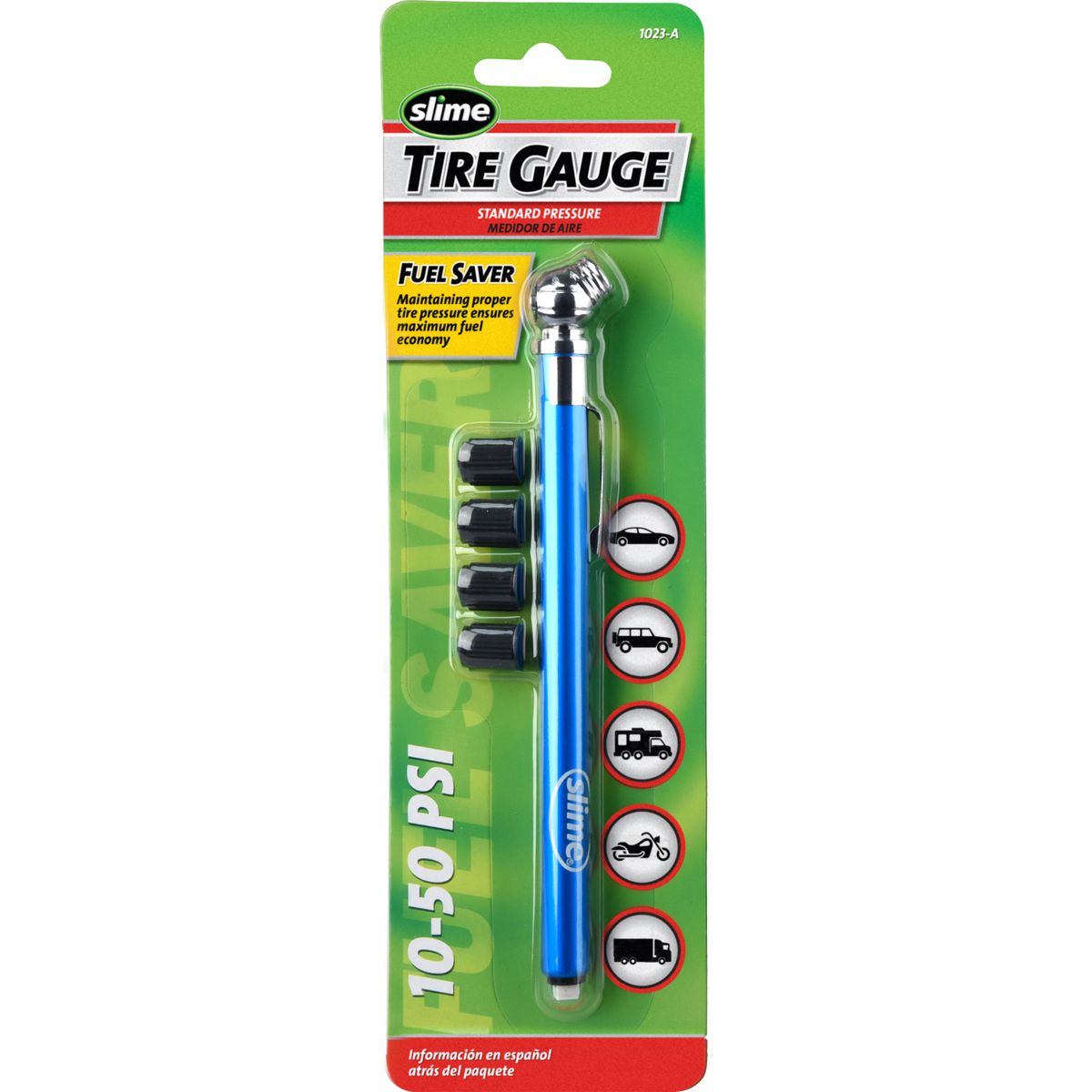 Slime Tyre Pressure Gauge 5-50 PSI Pencil Slim Type 1023-AT
